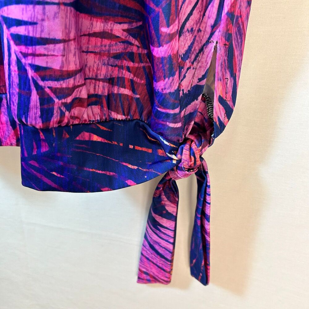 Swimsuits For All Womens Pink Purple Palm Print Blouson Tankini Top Size 14 - Picture 6 of 15